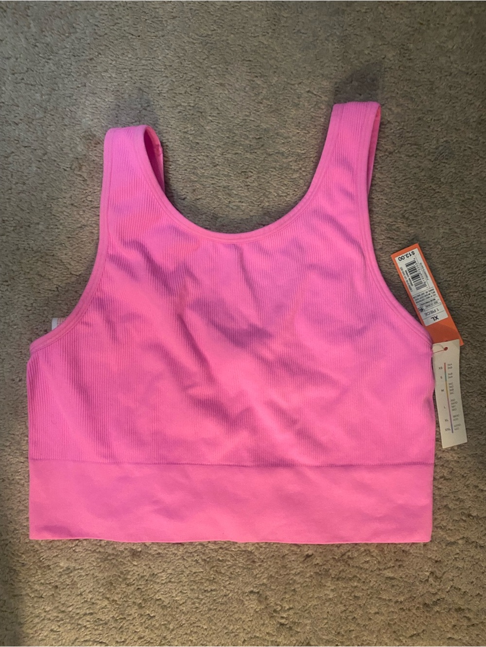 Colsie Hot Pink Ribbed Crop Sports Bralette